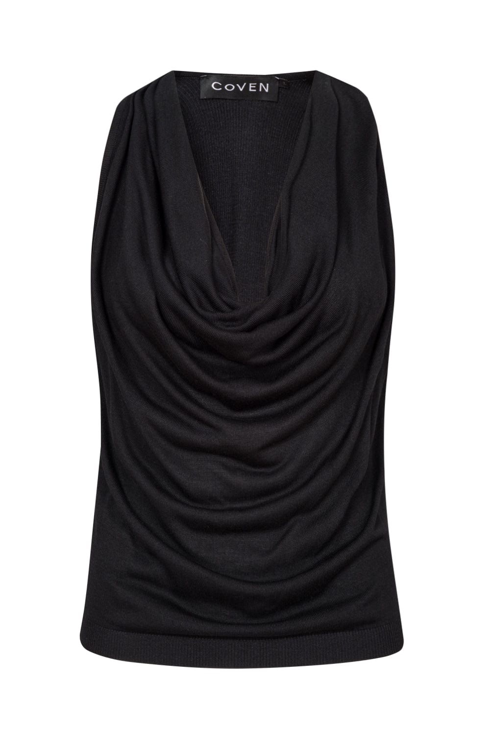 Coven - Blusa sem Manga Tricot Decote Degagê Leve Preto