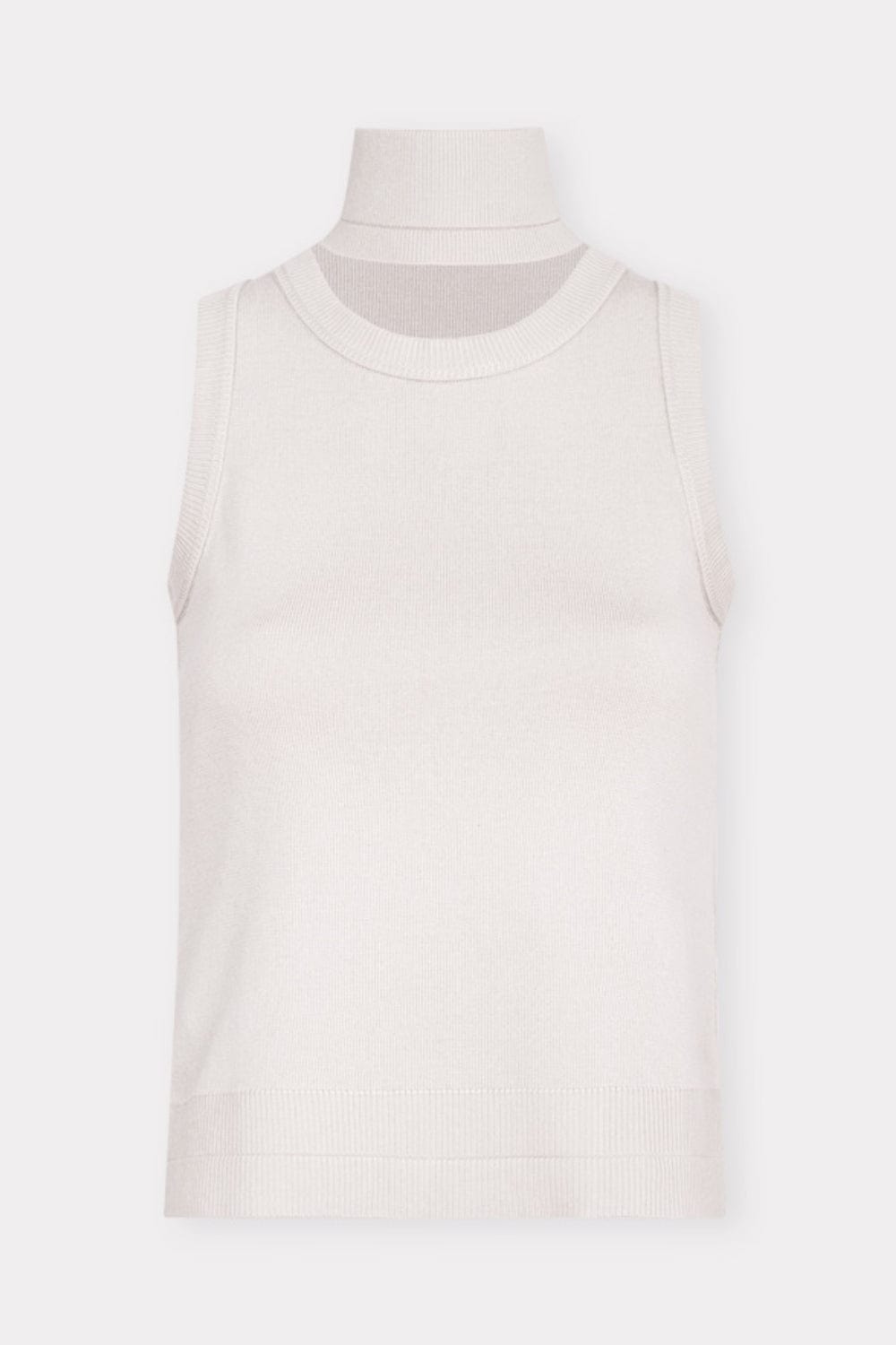 Coven - Blusa sem Manga Tricot Acabamento Canelado Branco