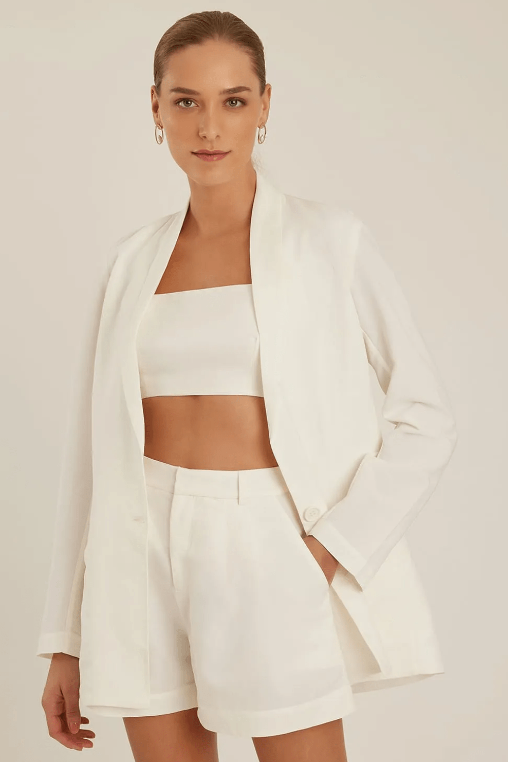 Lenny Niemeyer - Blazer Viscolinho Alfaiataria Gola Virada Off White