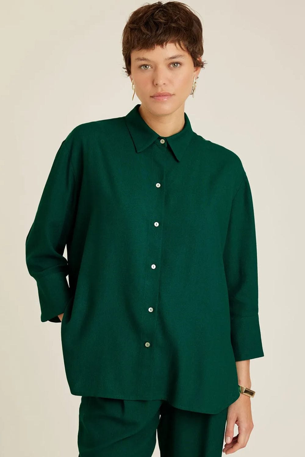 Lenny Niemeyer - Camisa Manga Longa Barra Arredondada Floresta