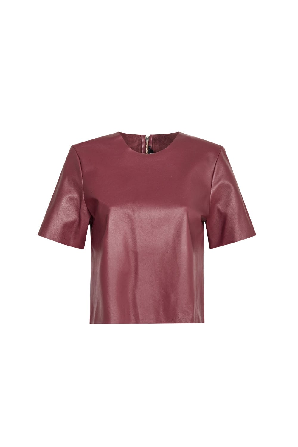 Coven - Blusa Manga Curta de Couro Vinho