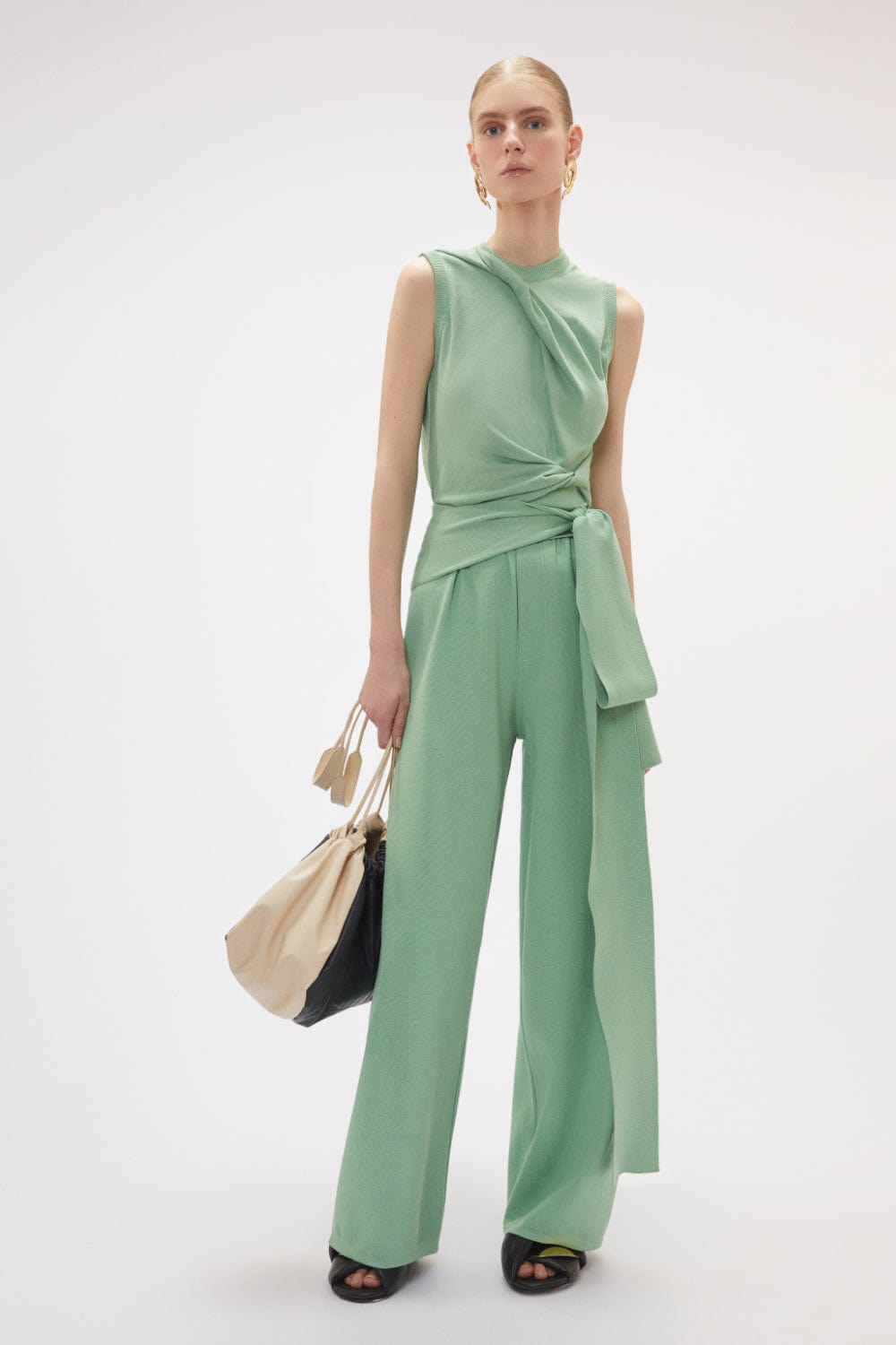 Coven - Calça Tricot Faixa Nó Verde