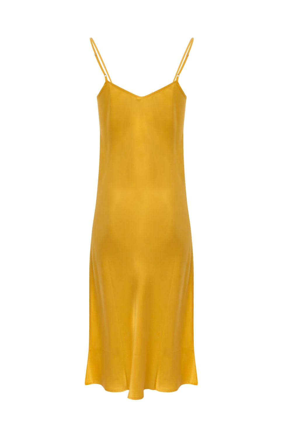 Silk Laundry - Vestido Midi Alça Fina Seda Goldfinch Amarelo