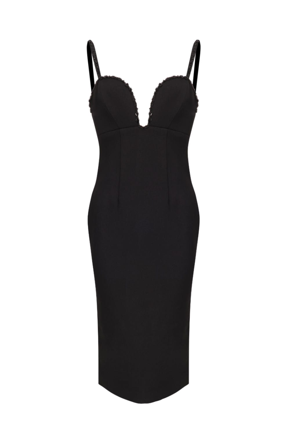M Marquise - Vestido Midi em Crepe Italiano Nala Preto