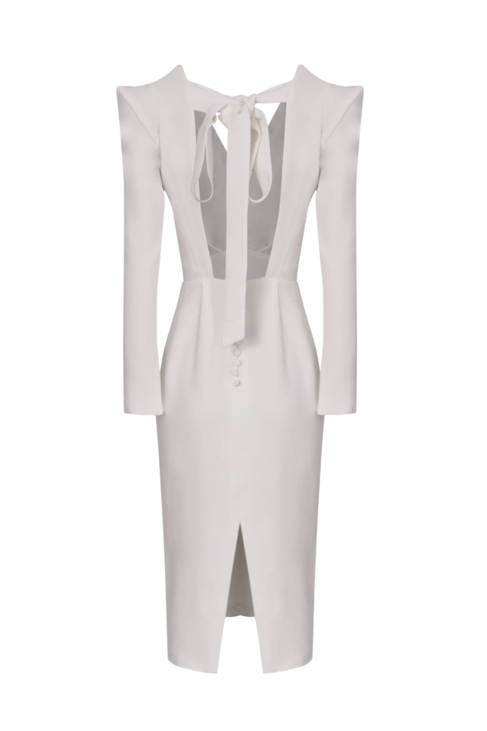 M Marquise - Vestido Midi em Crepe Italiano Juliet Off White