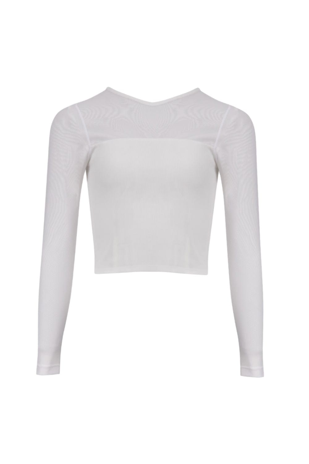 Viviane Furrier - Blusa Manga Longa em Tricot com Transparência Off White