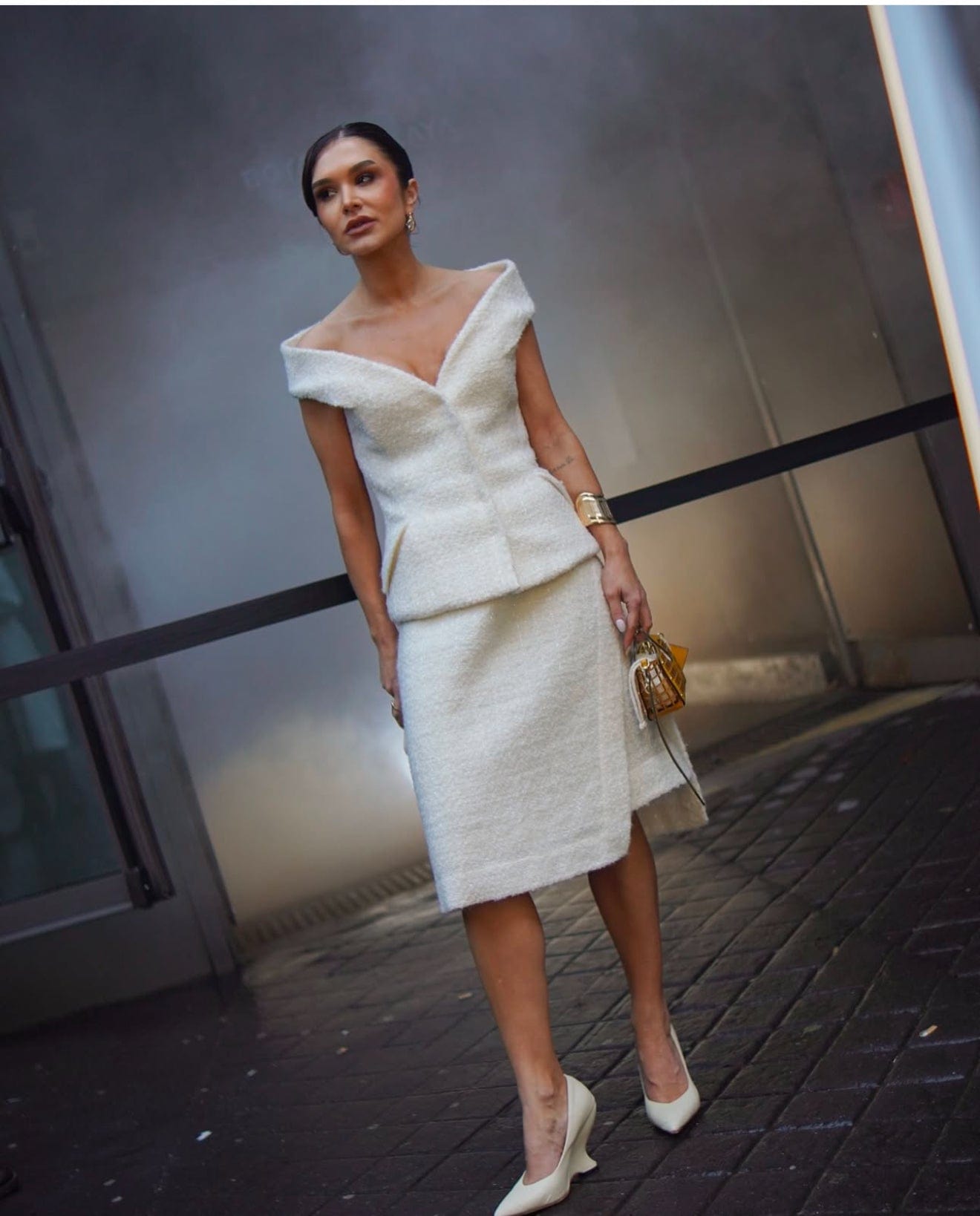 Glória Coelho - Blusa sem Manga Tweed P637 Off White