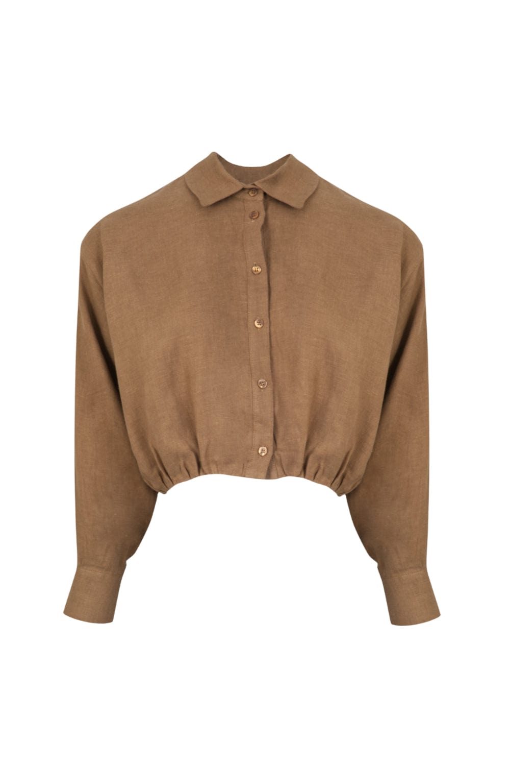 Access - Camisa Cropped Linho Marrom