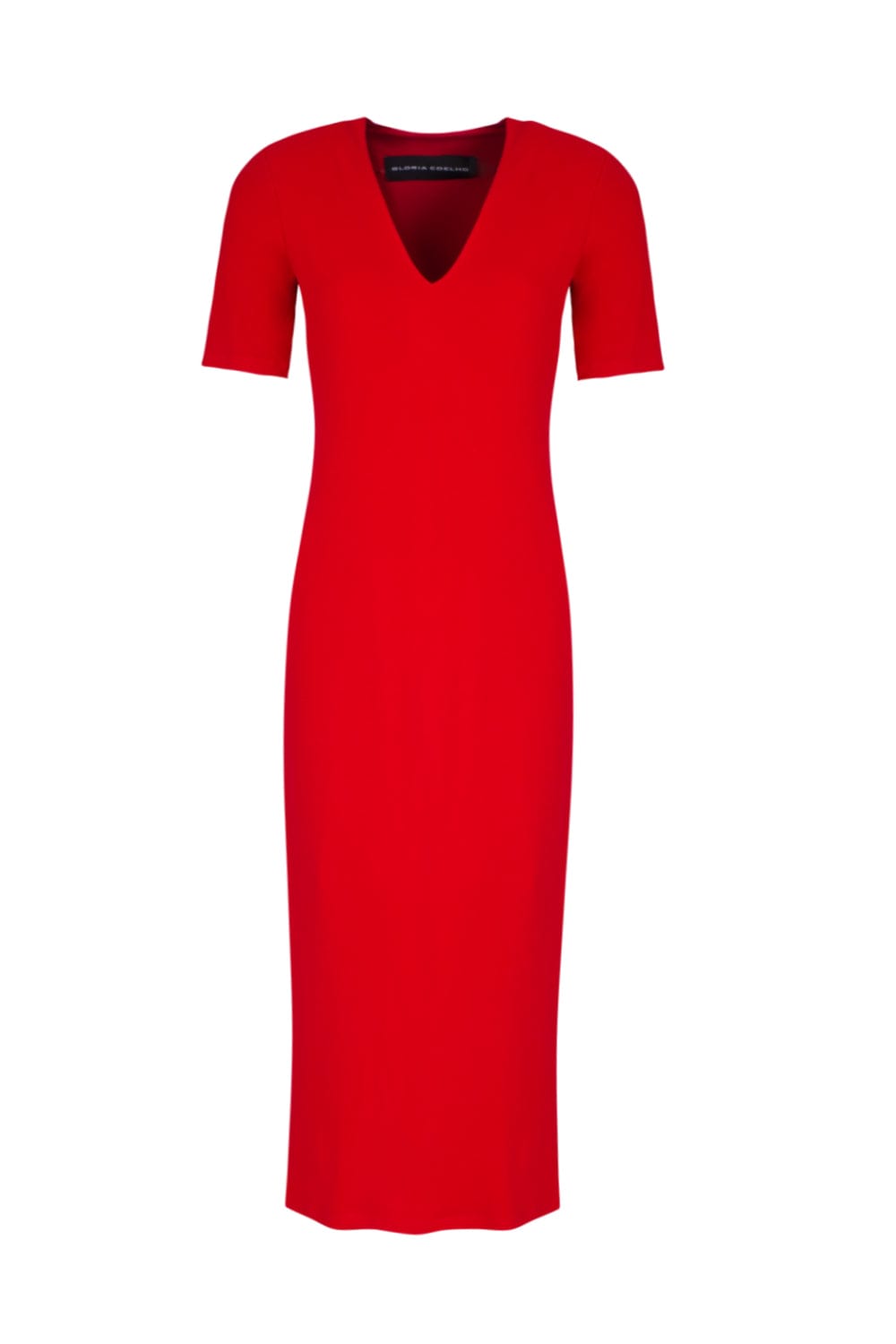 Glória Coelho - Vestido Midi em Malha com Ombreira Vermelho