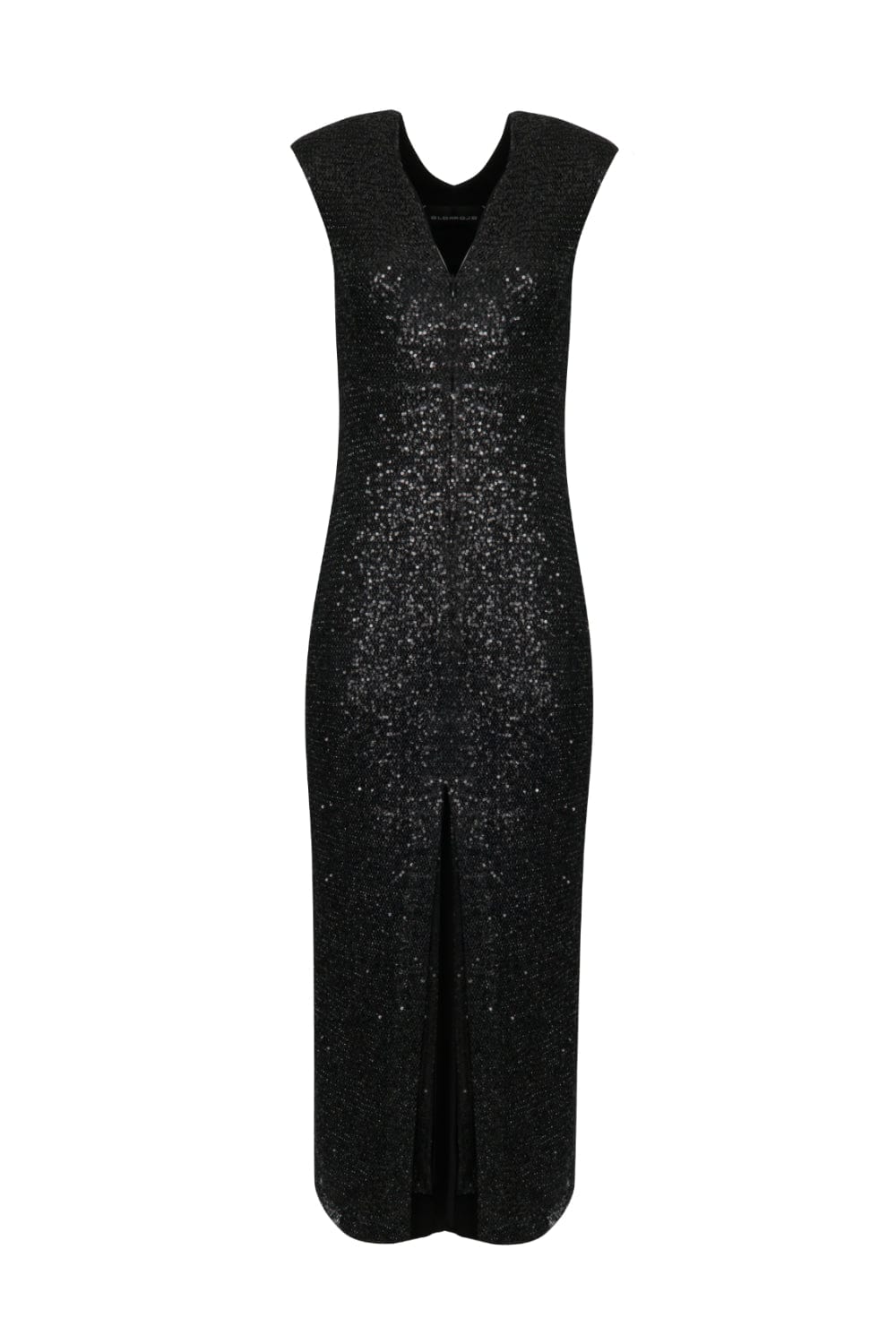 Glória Coelho - Vestido Midi com Fenda em Paetês Preto