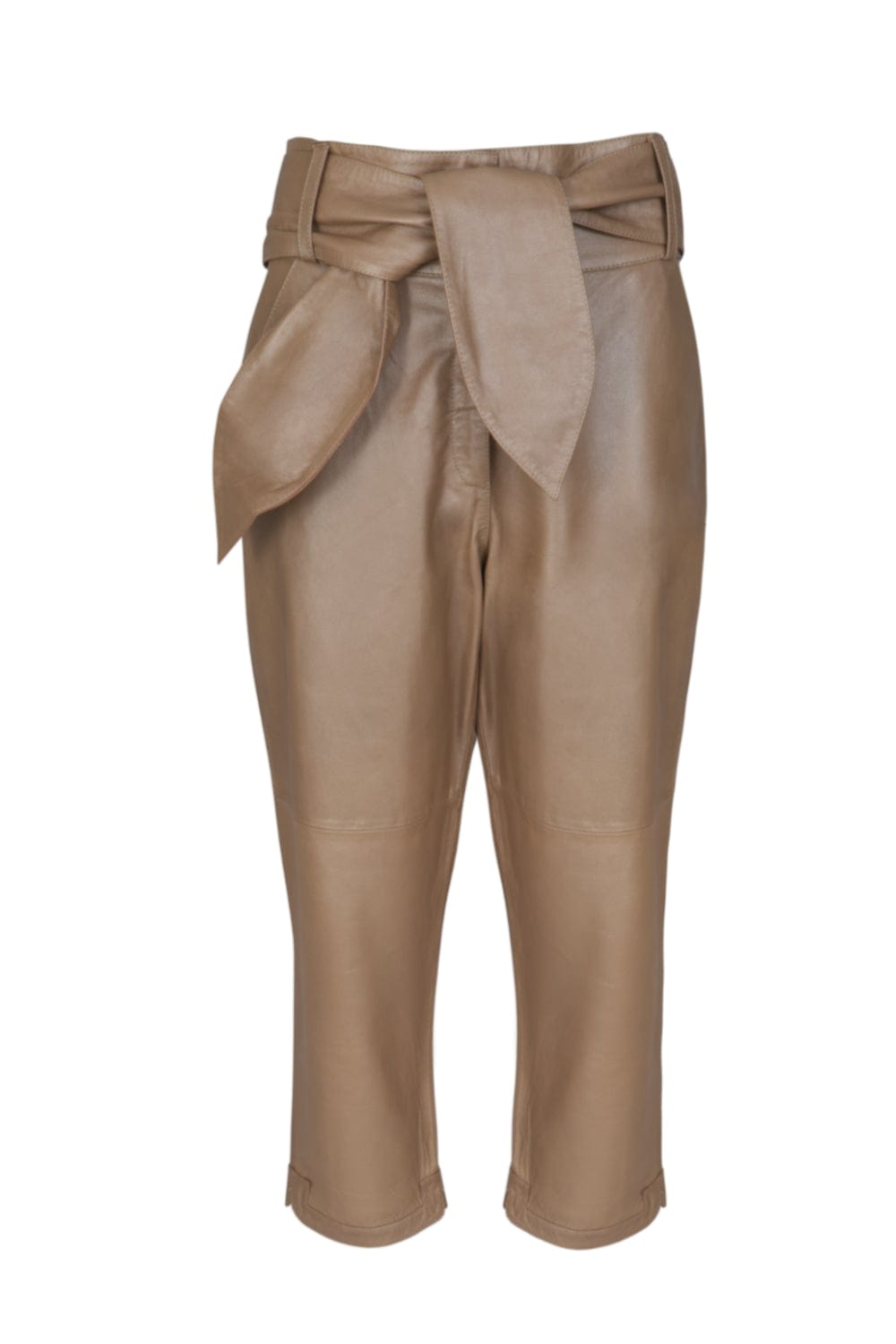 Juliana Sanmartin - Calça Clochard 100% Couro Bege