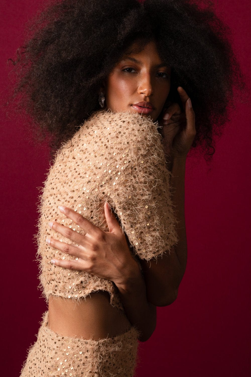 L'Cecci - Blusa Cropped em Paetês Dourado