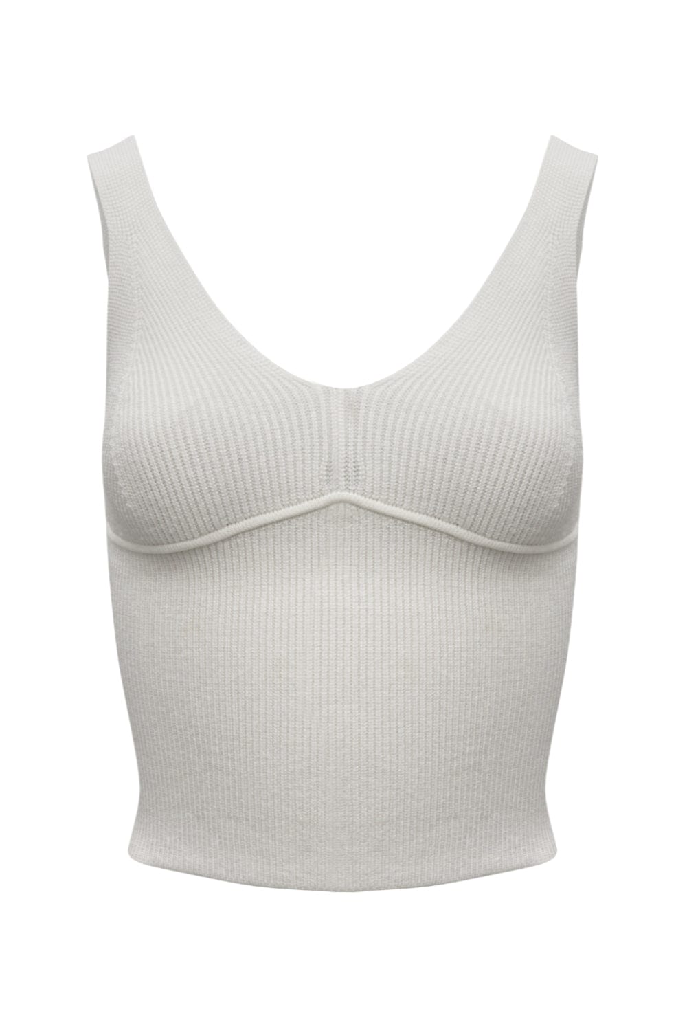 Viviane Furrier - Blusa Cropped Tricot Decote V Off White