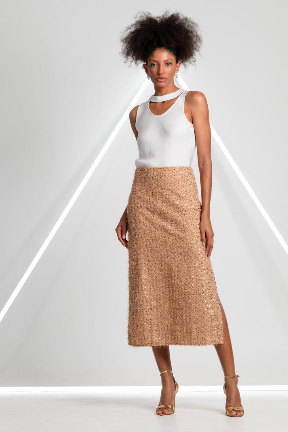 Glória Coelho - Blusa sem Manga Gola Assimétrica I1029 Off White