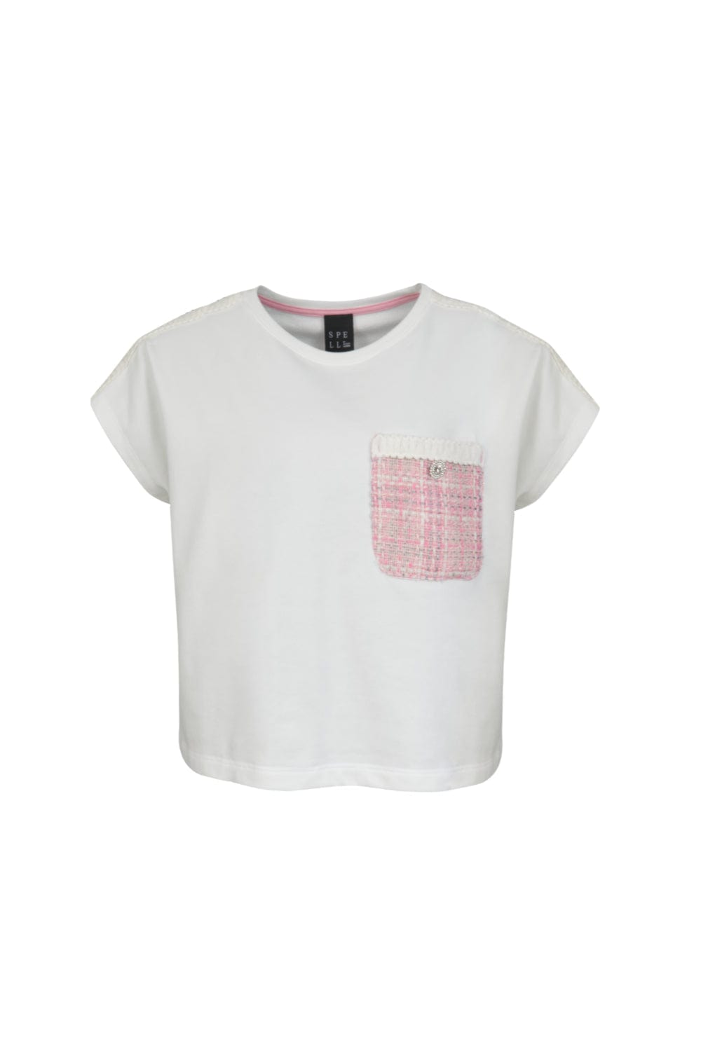 Access - Blusa Manga Curta Bolso Tweed Rosa