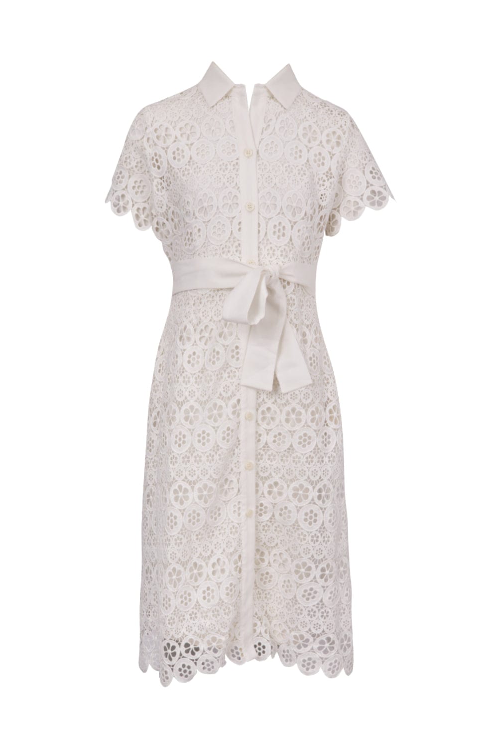 Access - Vestido Midi Renda Italiana Branco