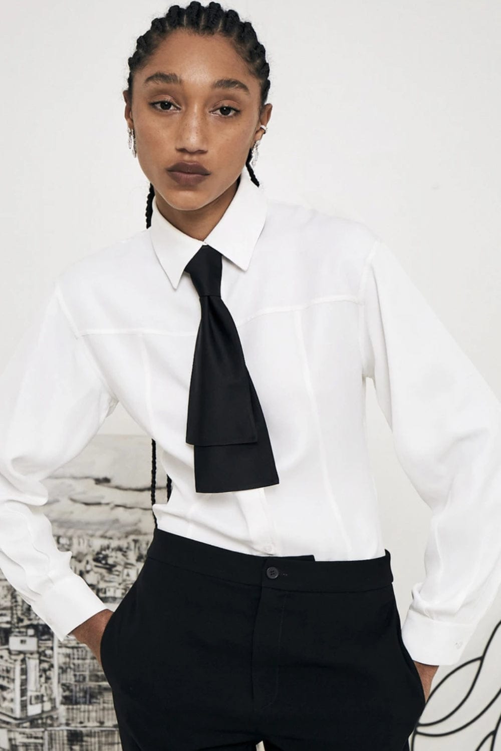 Glória Coelho - Gravata Smoking Thai de Mello Preto