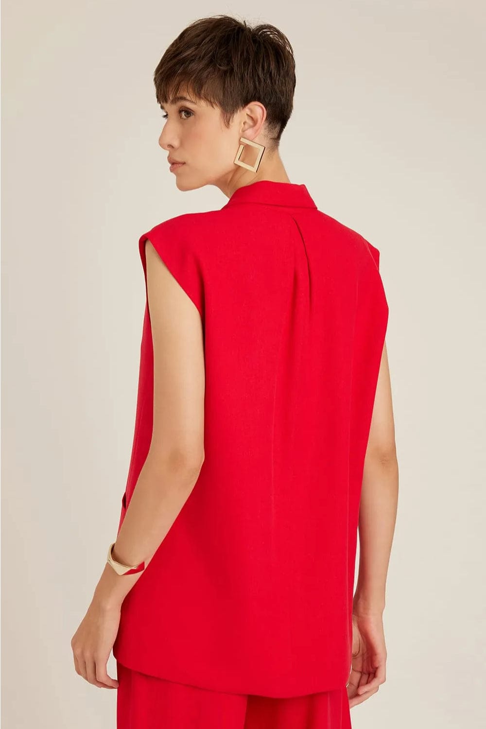 Lenny Niemeyer - Colete Alfaiataria Viscolinho Jaspe Vermelho