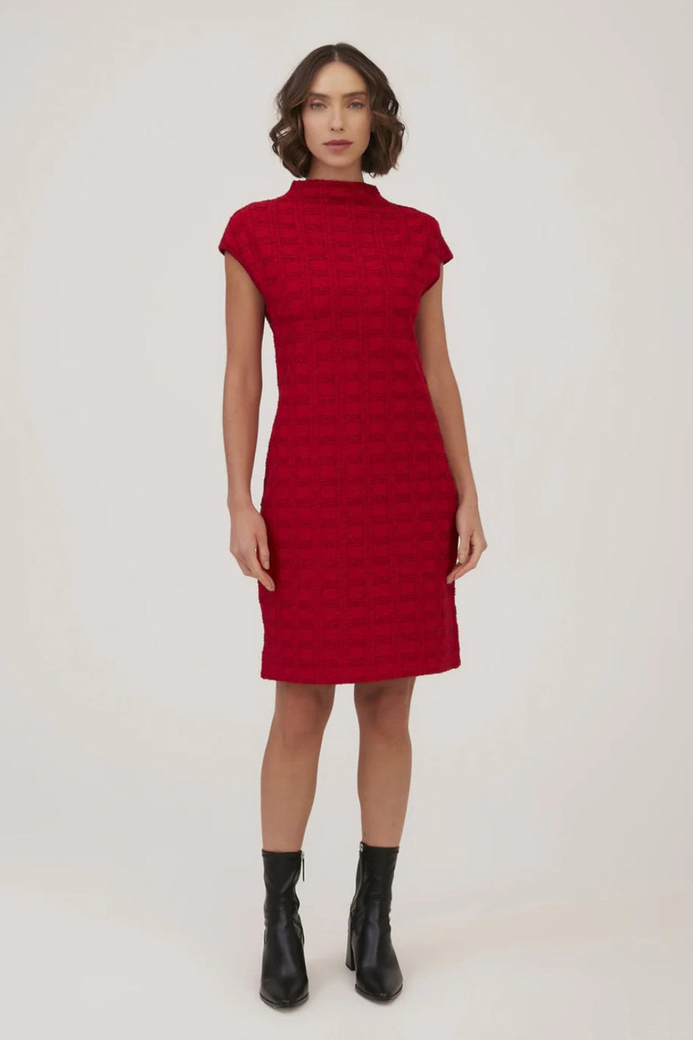 Viviane Furrier - Vestido Curto Tweed Vermelho