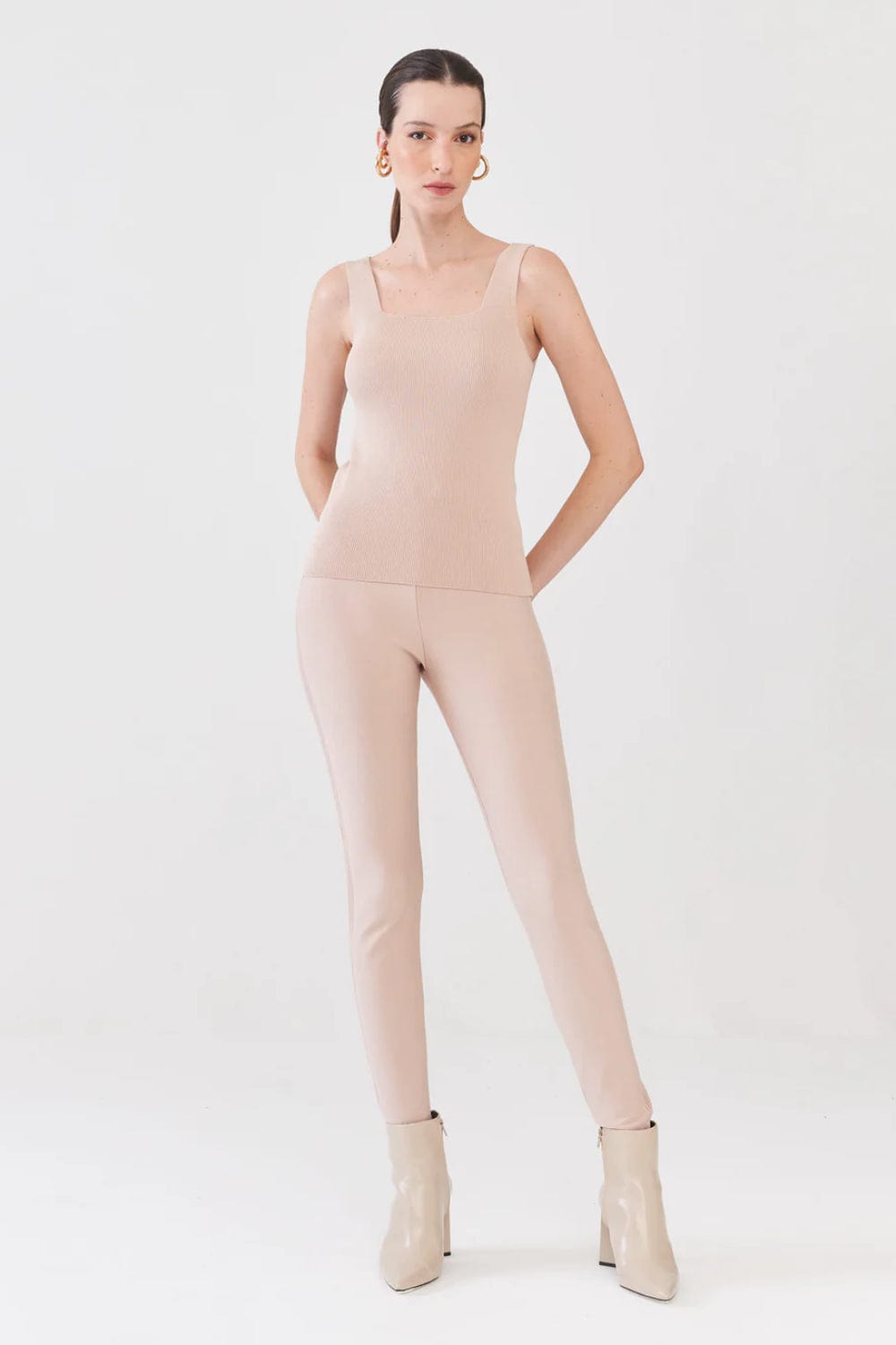 Viviane Furrier - Calça Fuseau Tricot Ninive Off White