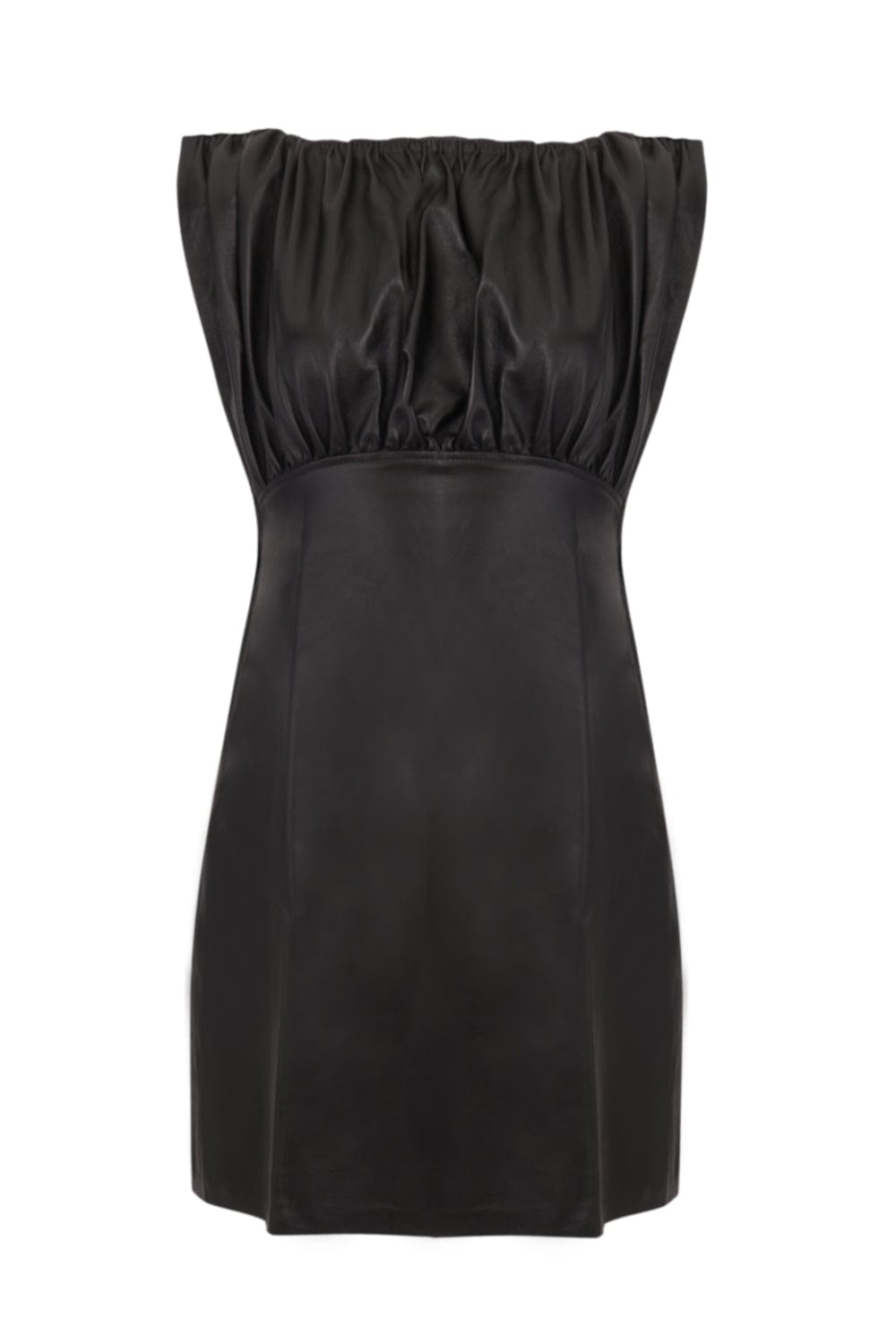 M Leal - Vestido Mini Bluse Couro Preto