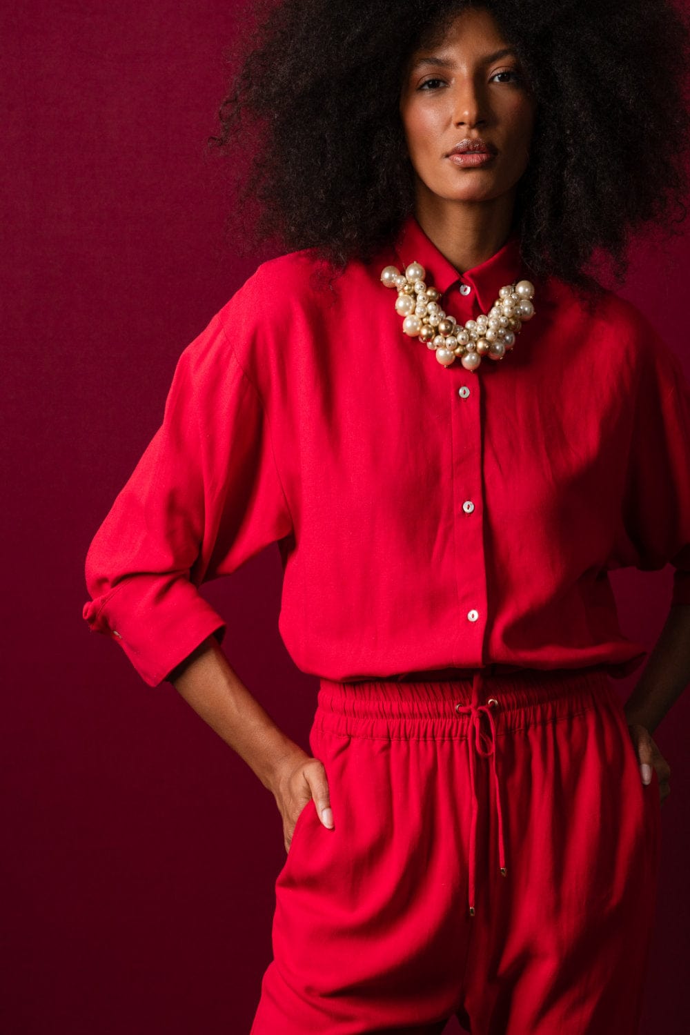 Lenny Niemeyer - Camisa Manga Longa Viscolinho Confort Papoula