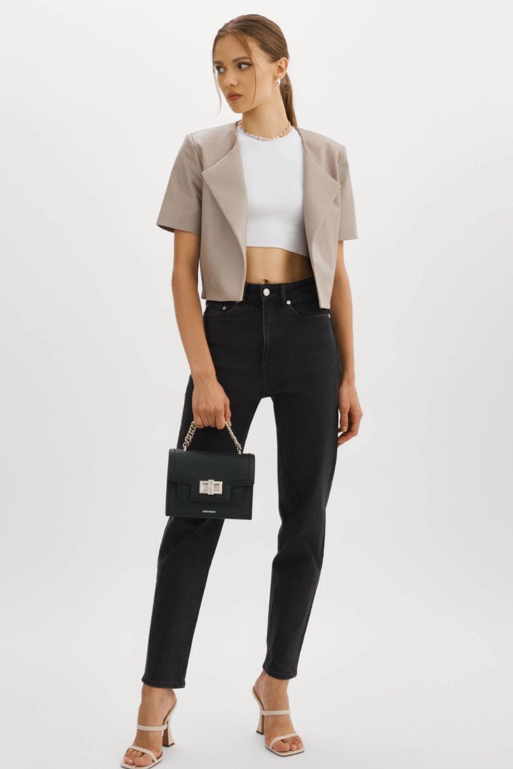 Lamarque - Jaqueta Manga Curta Couro Daria Fendi