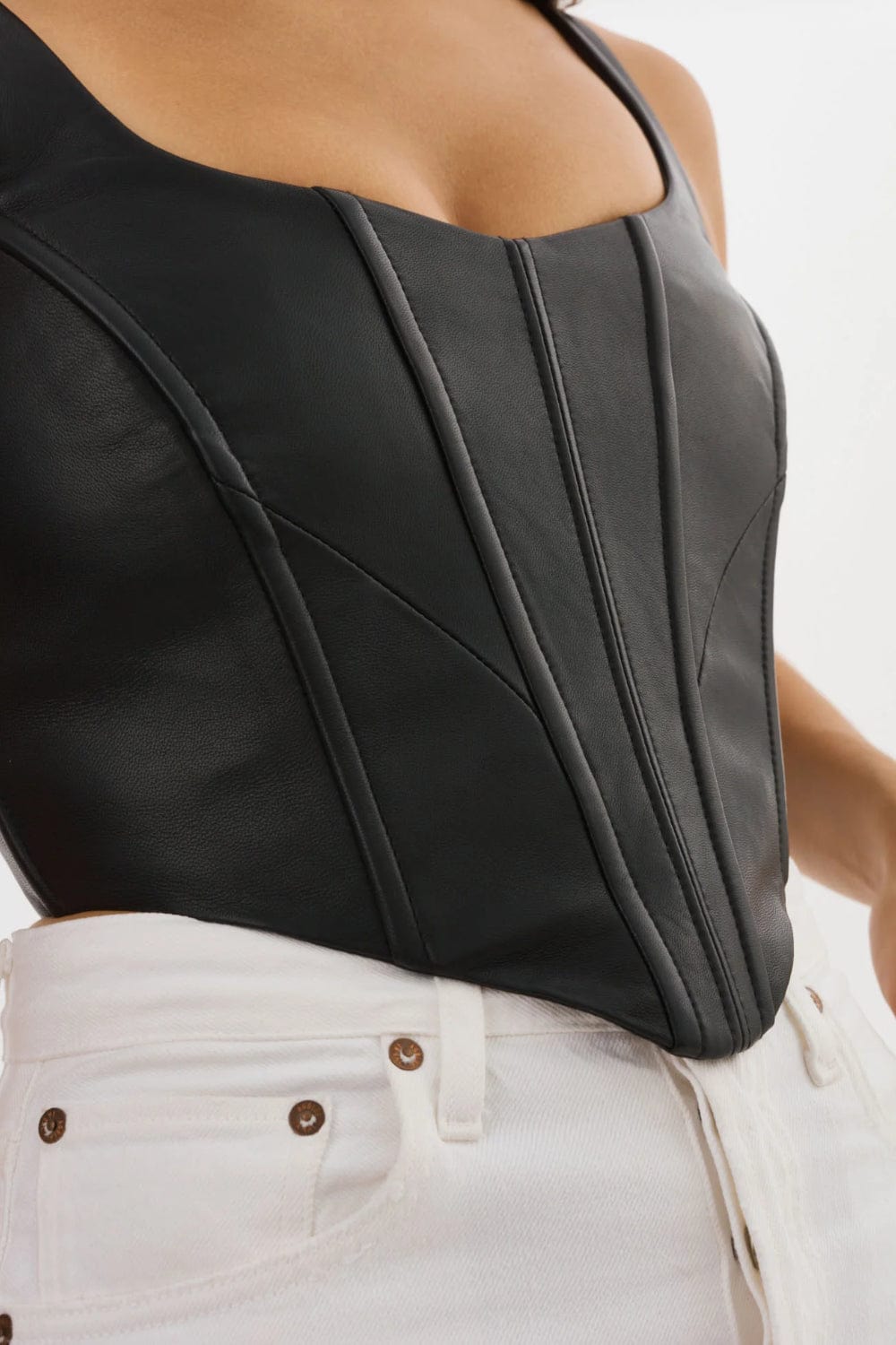 Lamarque - Blusa Cropped Couro Tabia Preto