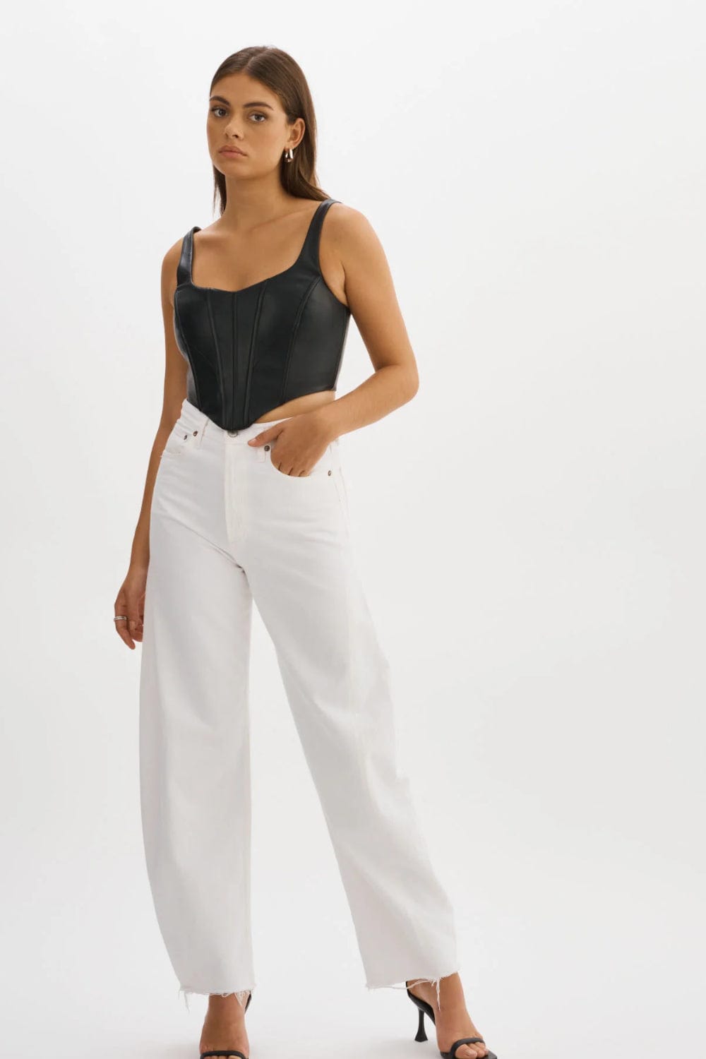 Lamarque - Blusa Cropped Couro Tabia Preto