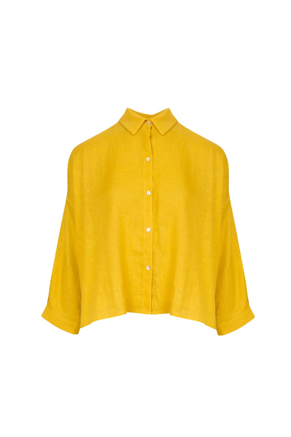 Lenny Niemeyer - Camisa Manga Longa Ampla Cropped Amarelo Ipe