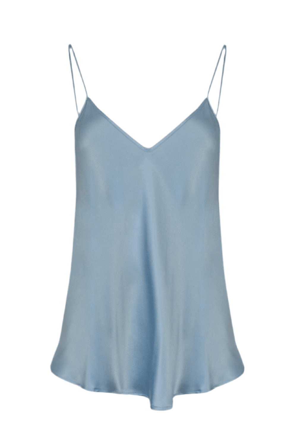 Silk Laundry - Blusa Alça Fina Seda Bias Azul Claro