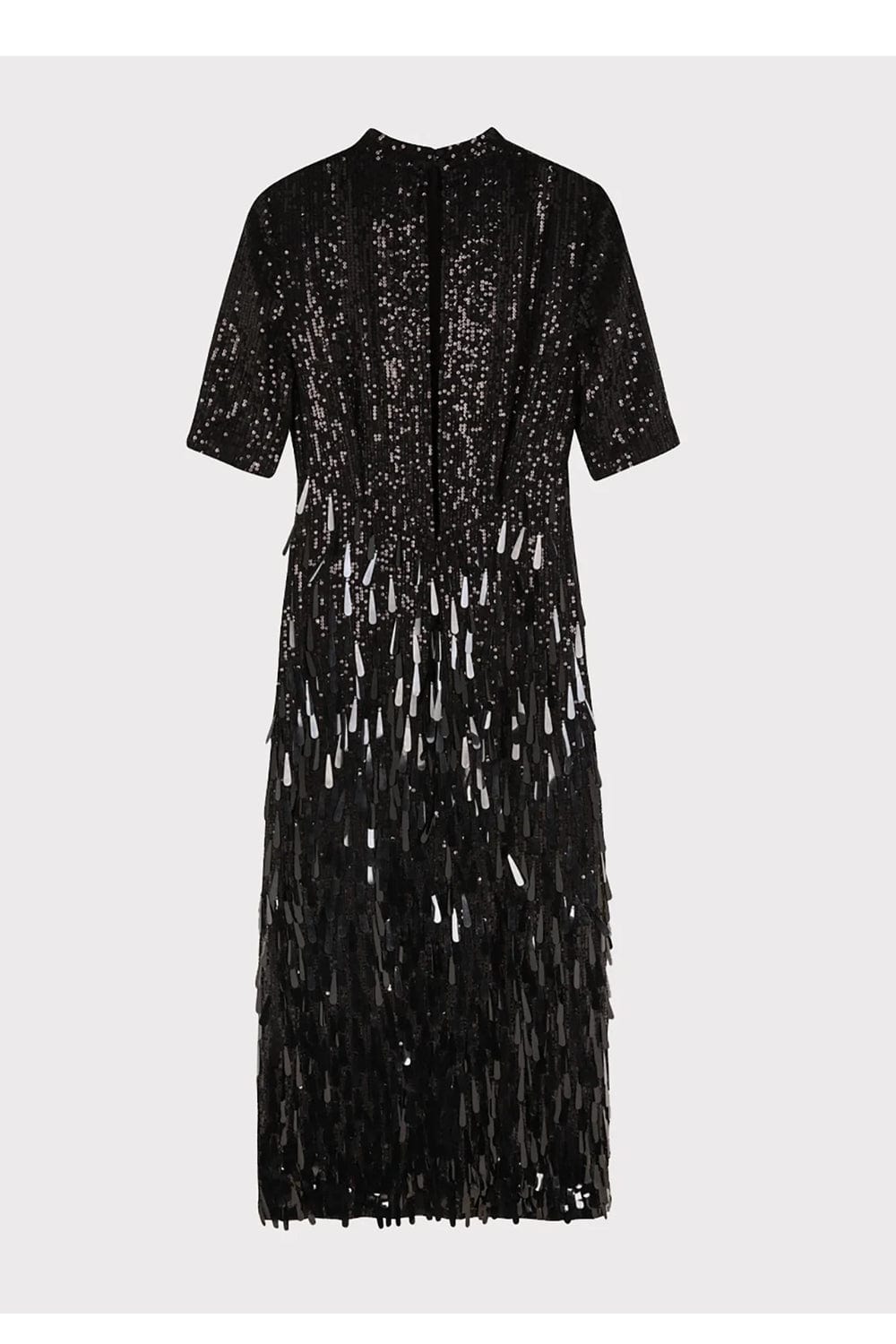 Ilta - Vestido Longo com Manga Fenda Paetês Neva Preto