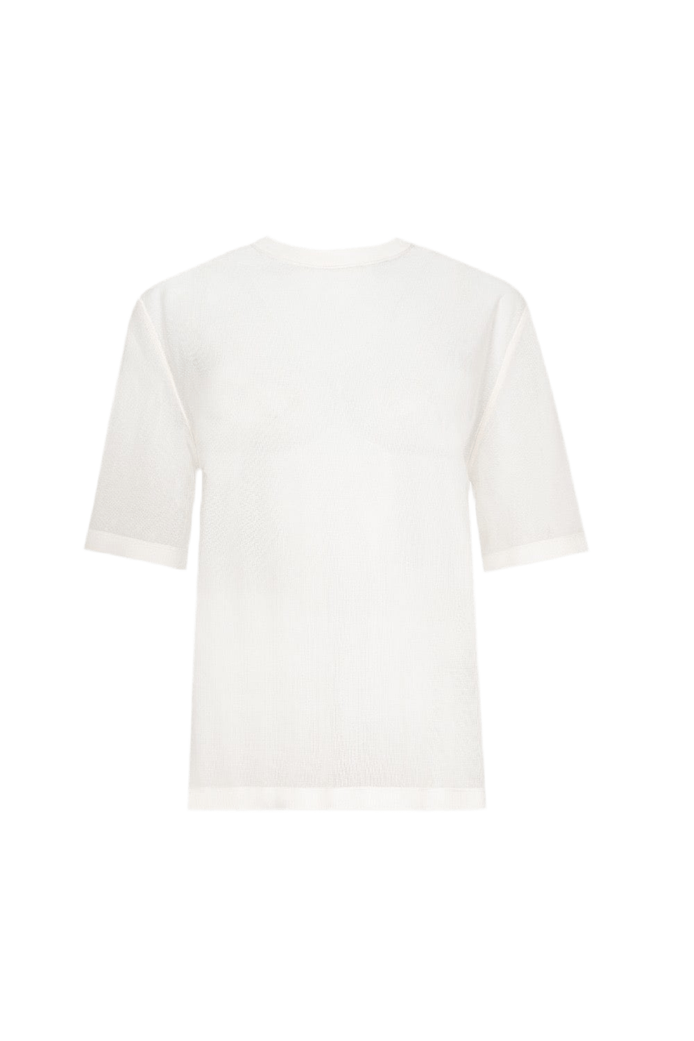 Coven - Blusa Manga Curta Gola Careca Tricot Organza Branco