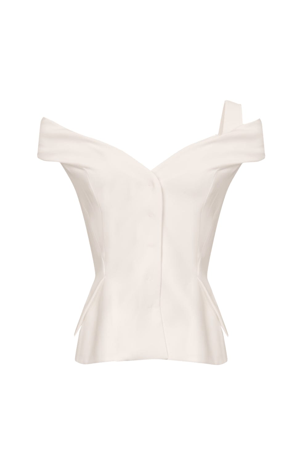 Glória Coelho - Blusa sem Manga Assimétrica em Crepe Off White