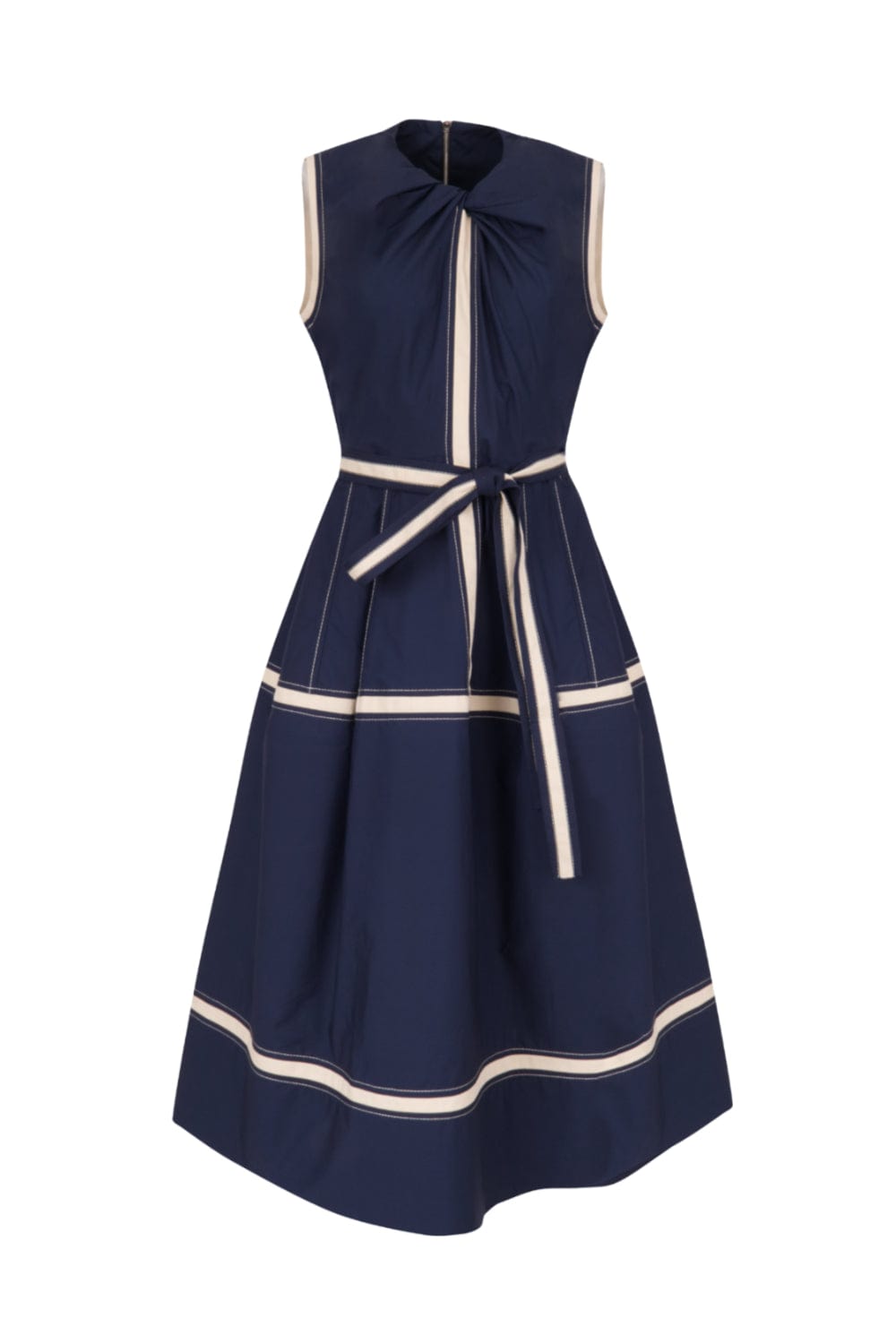 Coven - Vestido Midi Algodão com Sarja Raw Azul Marinho