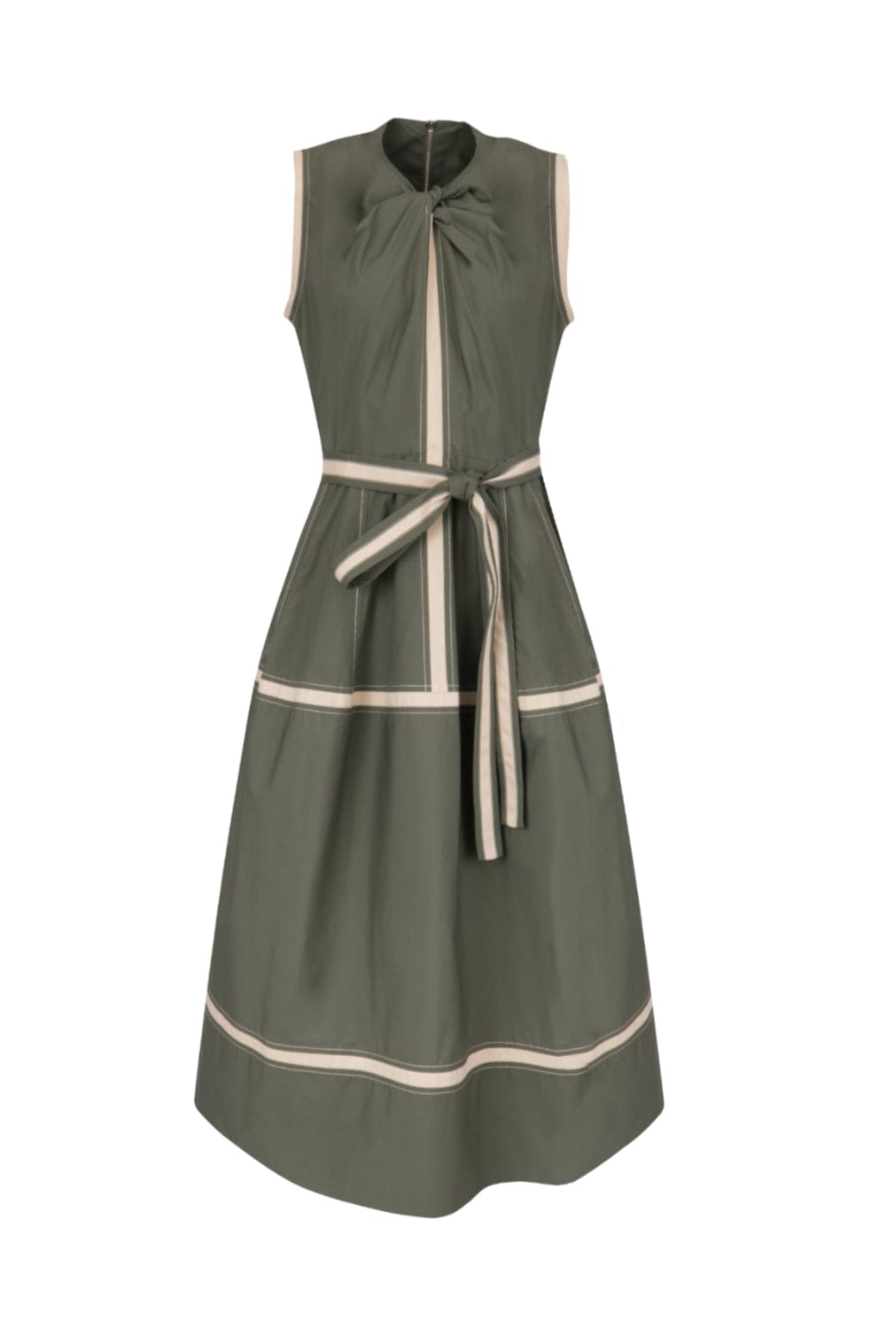 Coven - Vestido Midi Algodão com Sarja Raw Verde