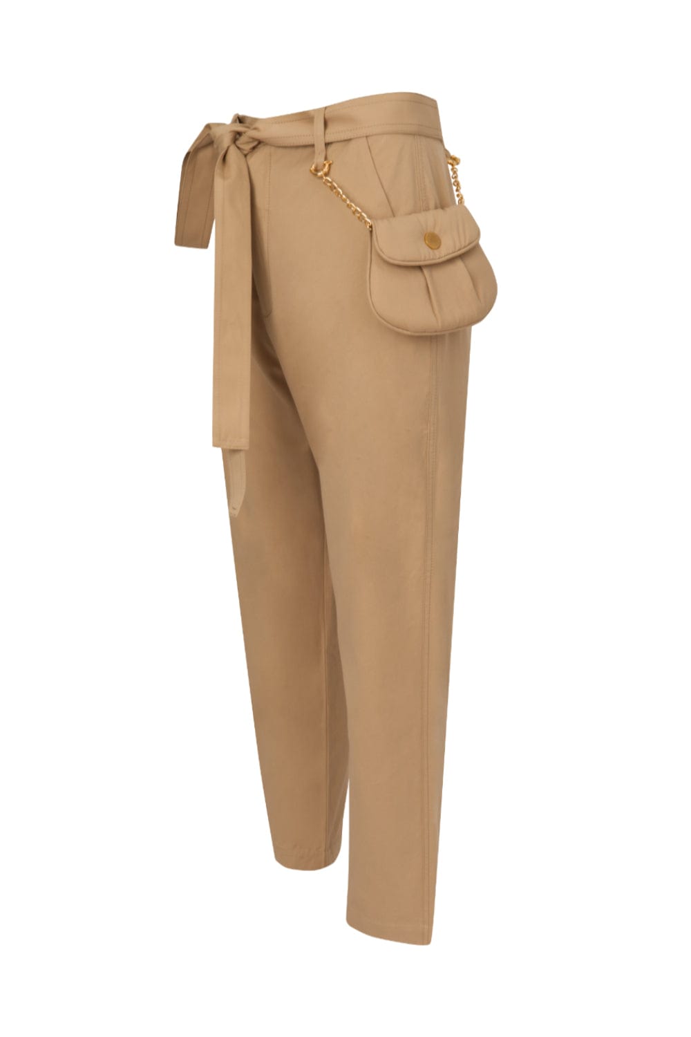 Coven - Calça Algodão Premium Bolsa Corrente Bege