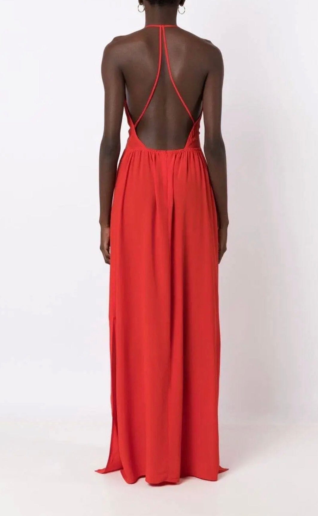 Lenny Niemeyer - Vestido Longo com Alça Torcida Seda Vermelho