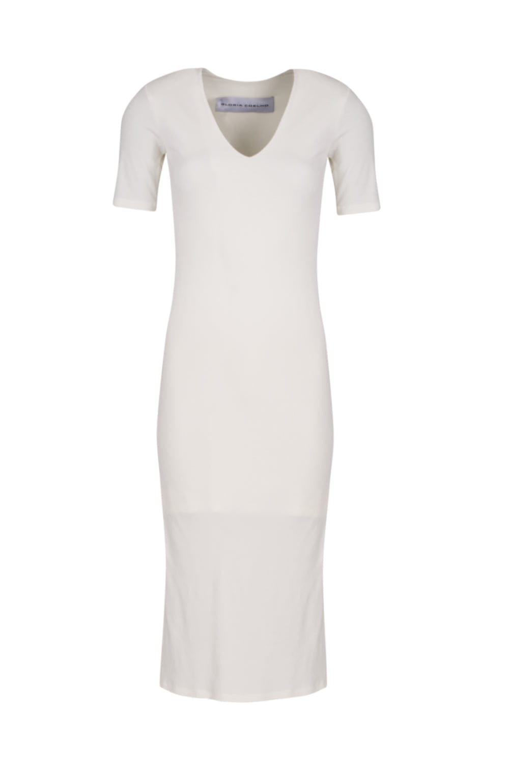 Glória Coelho - Vestido Midi em Malha com Ombreira Off White