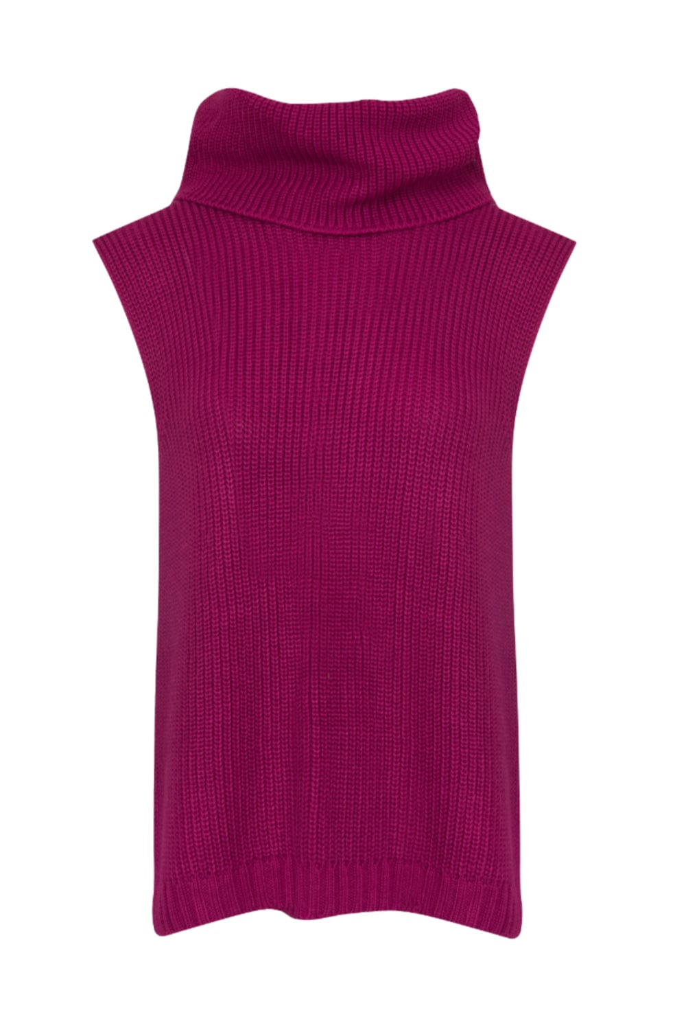 Viviane Furrier - Blusa sem Manga em Tricot com Maxi Gola Fucsia