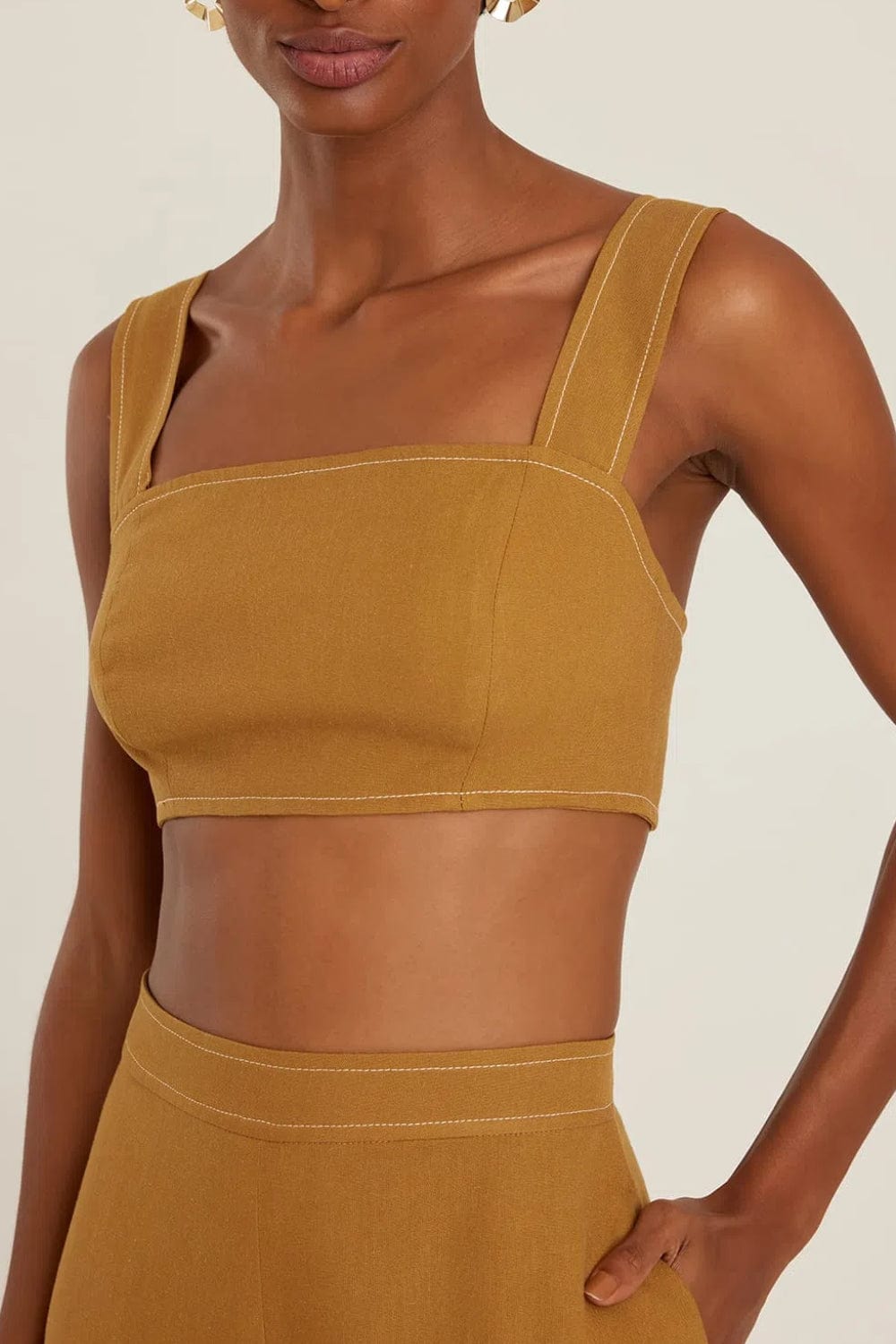 Lenny Niemeyer - Top Pesponto Contrastante Ambar/Ocre