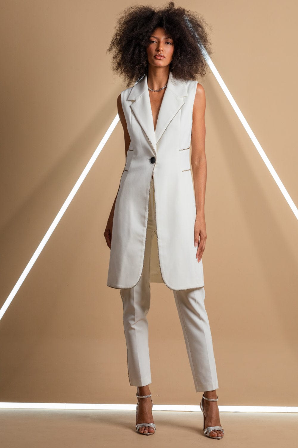 Spell - Colete com Detalhes de Zíper Branco