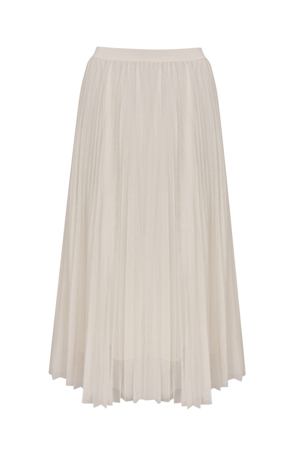 Tara Jarmon Paris- Saia Midi Tule Plissada Juillet Off White
