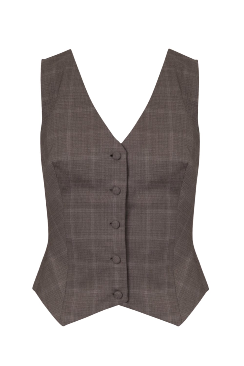 M Marquise - Colete em Lã Virgem Siena Xadrez Cinza