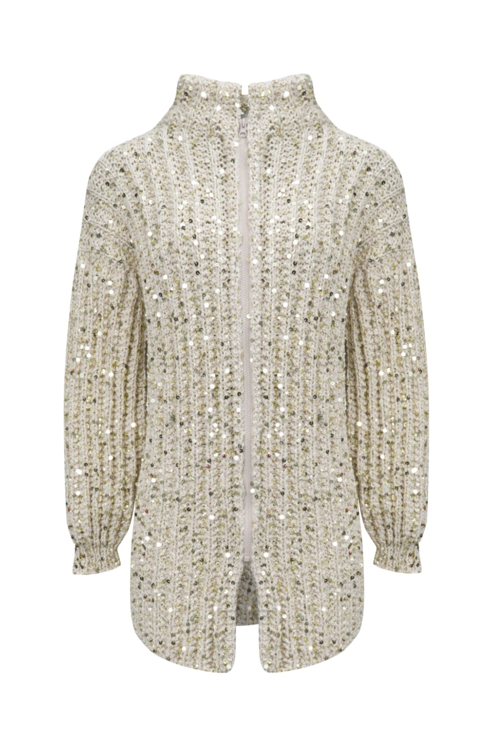 Cardigan Tricot Paetês Aberto Dourado