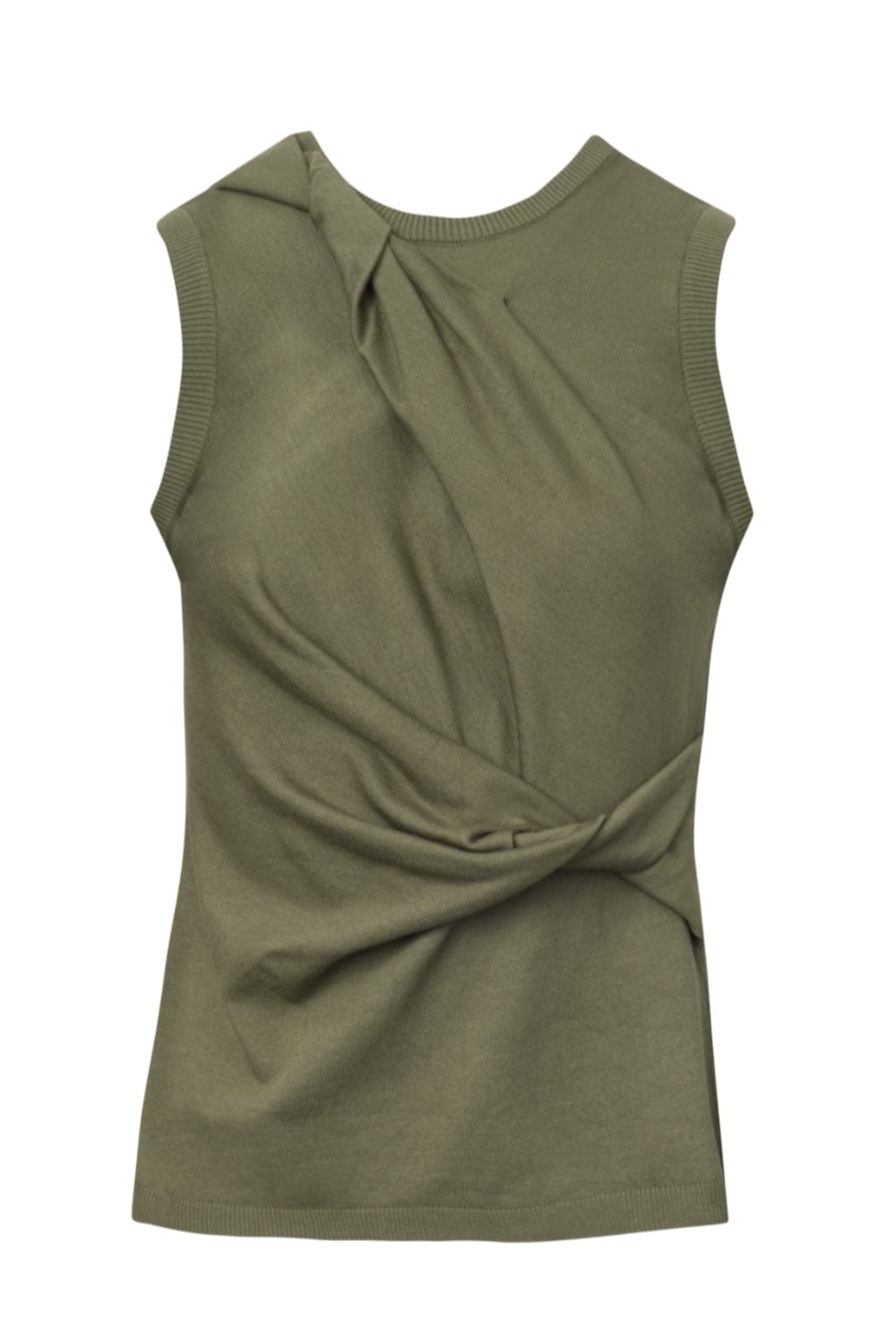 Coven - Blusa sem Manga Tricot Torcido Verde Militar