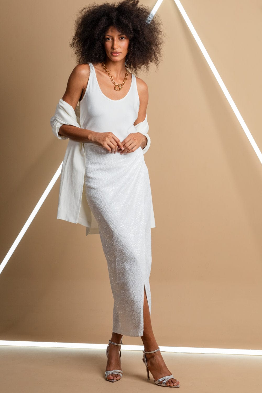 Glória Coelho - Blusa sem Manga em Crepe Isabella Fiorentino Off White