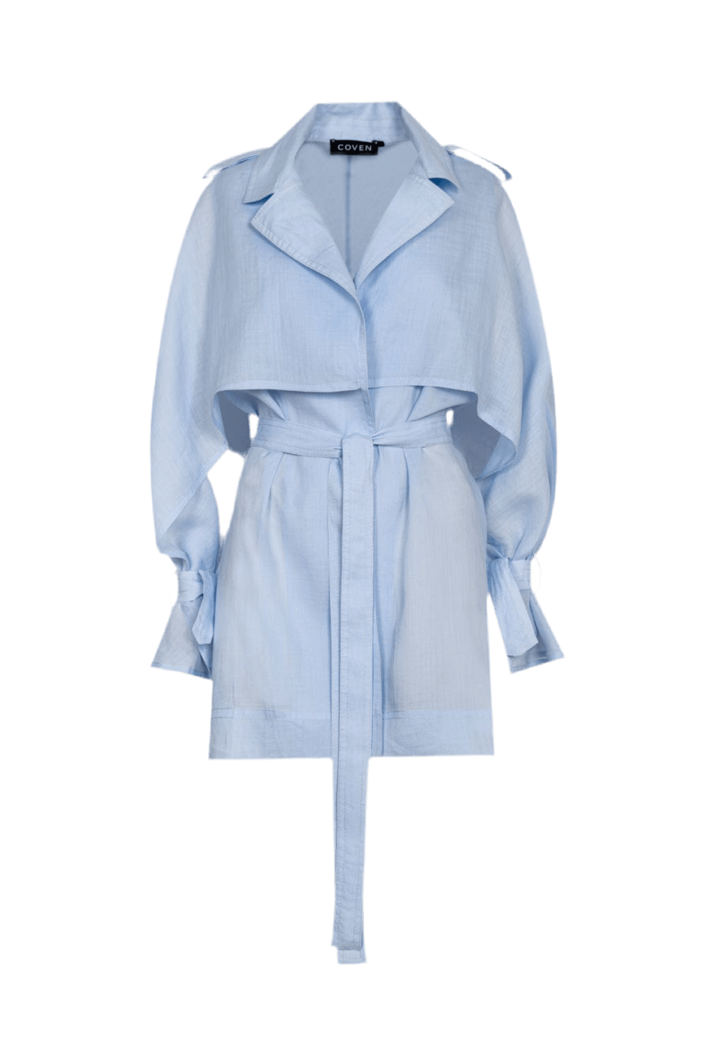 Coven - Casaco Curto Manga Longa Sobreposta em Rami Azul Claro