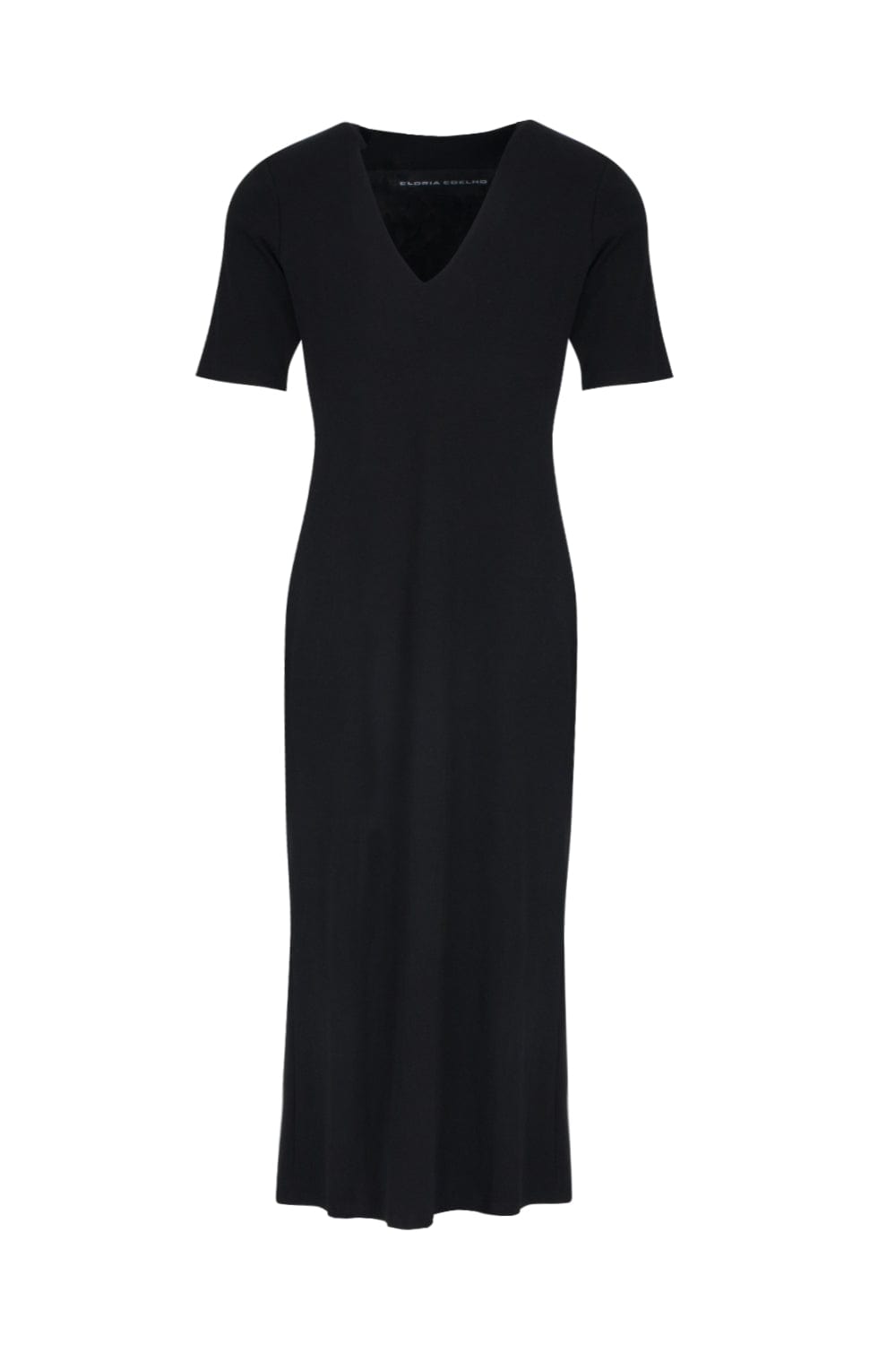 Glória Coelho - Vestido Midi em Malha com Ombreira Preto