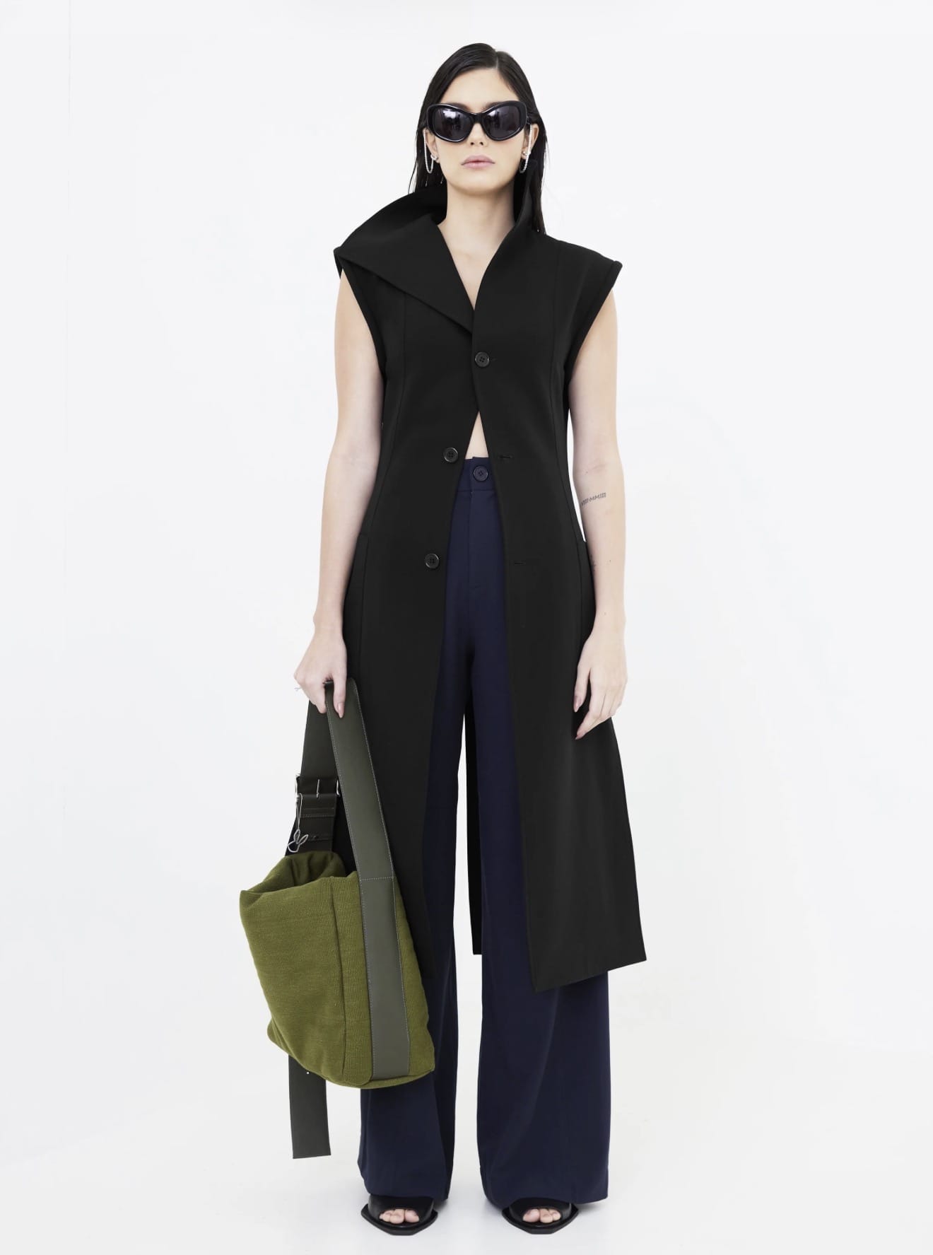 Glória Coelho - Colete Alongado Gabardine 0628 Preto